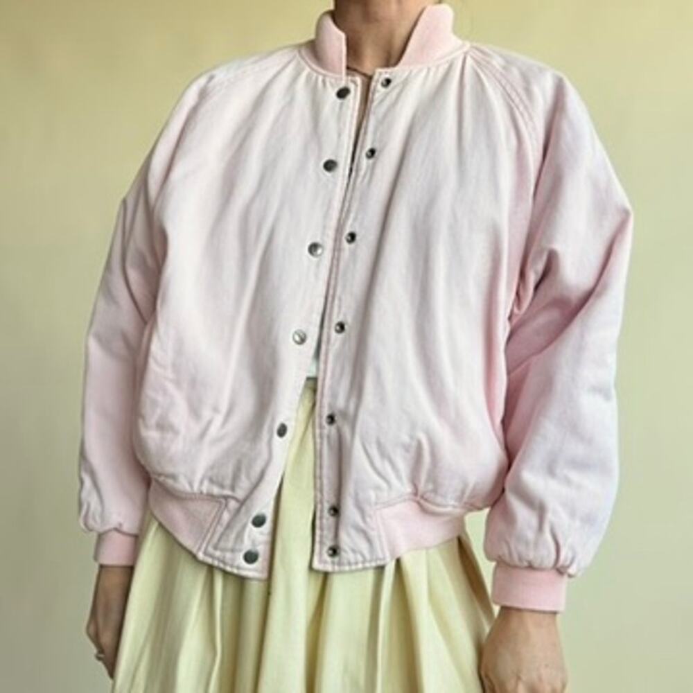 Varsity Reversible Jacket - Light Pink / Green with Pink Trim, Size Small